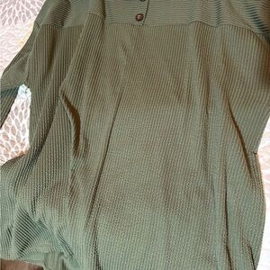 Classic Olive Green Ribbed Blouse